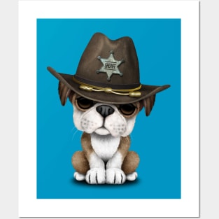 Cute British Bulldog Puppy Sheriff Posters and Art